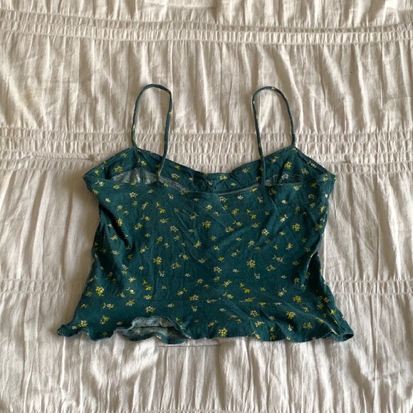 PACSUN ME TO WE Green Floral Cropped Tank Top Women’s Extra-small - Picture 2 of 4